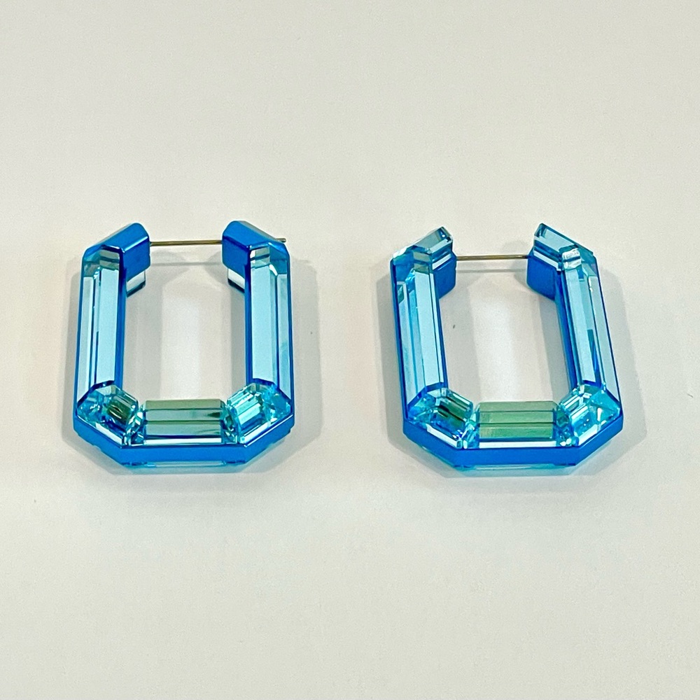 Lucent hoop earrings
Statement, Octagon shape, Blue